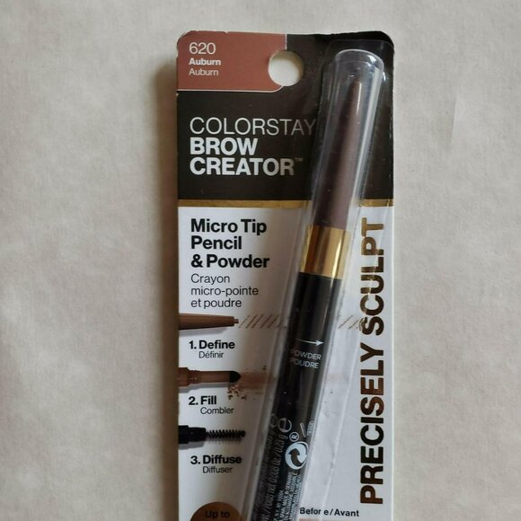 Revlon ColorStay Waterproof Brow Creator 2-in-1 Eyebrow Pencil Powder 620 Auburn - Picture 3 of 8